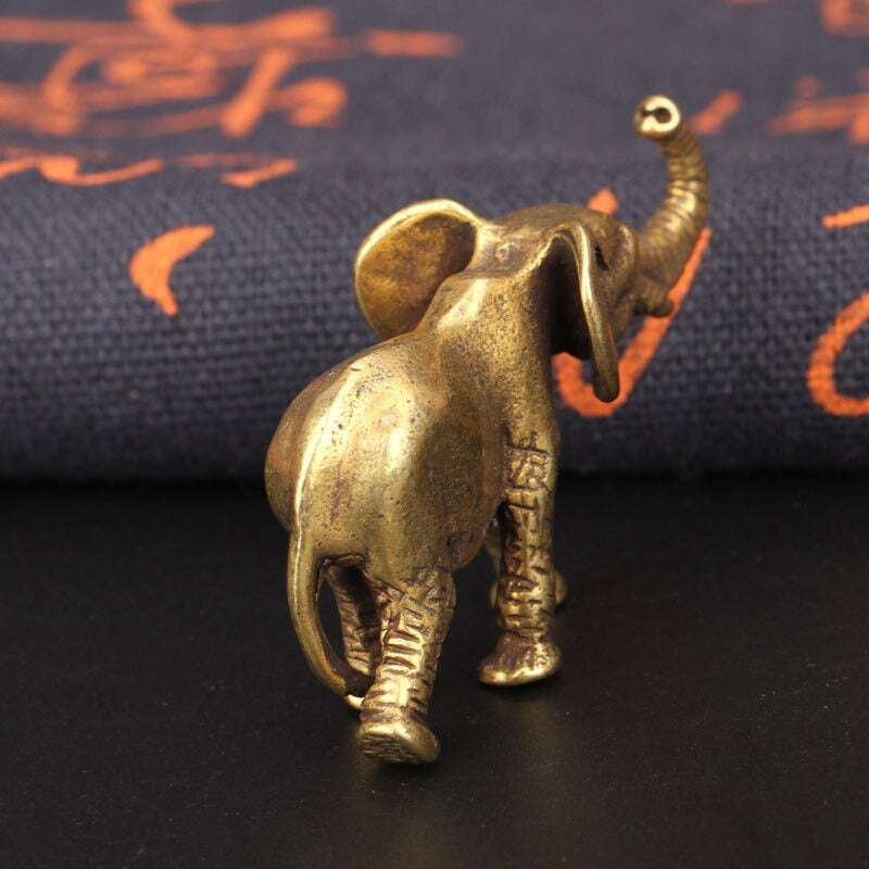 Antique Bronze Minature Elephant Figurines Tea Pet Table Ornament Decorations Solid Copper Animal Crafts Home Decor Living Room