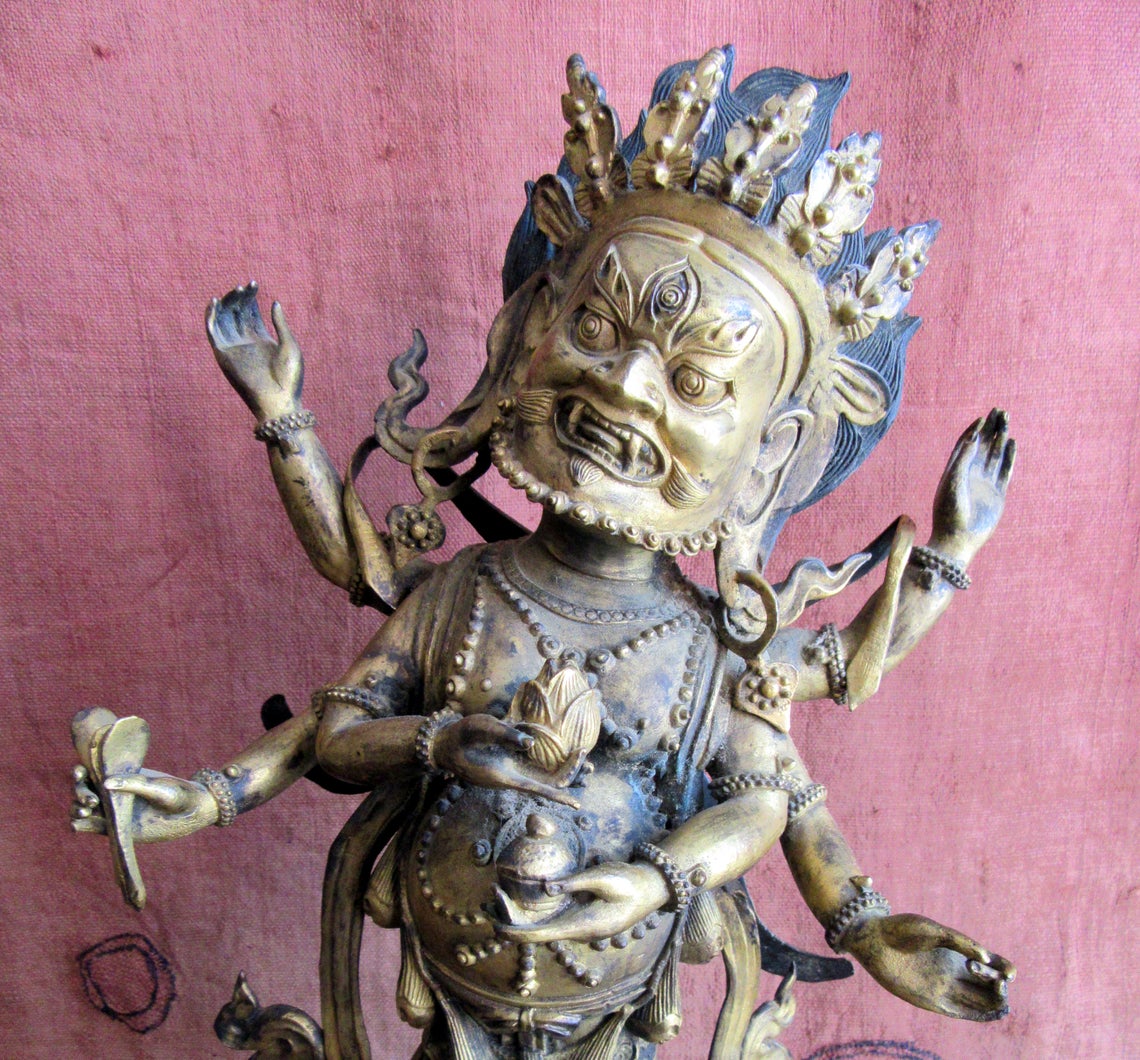 Six armed White Mahakala. Sinotibetan bronze