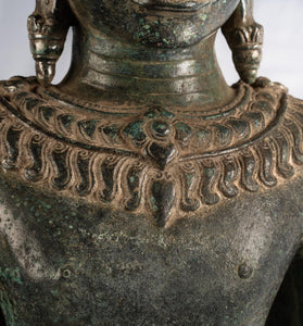 Antique Buddha Statue Khmer Style Bronze Angkor Wat Protection Standing Buddha Statue - 103cm/41"