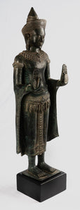 Antique Buddha Statue Khmer Style Bronze Angkor Wat Protection Standing Buddha Statue - 103cm/41"