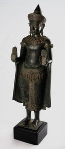 Antique Buddha Statue Khmer Style Bronze Angkor Wat Protection Standing Buddha Statue - 103cm/41"