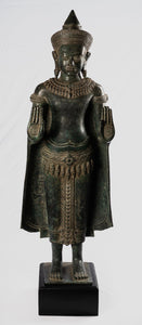 Antique Buddha Statue Khmer Style Bronze Angkor Wat Protection Standing Buddha Statue - 103cm/41"