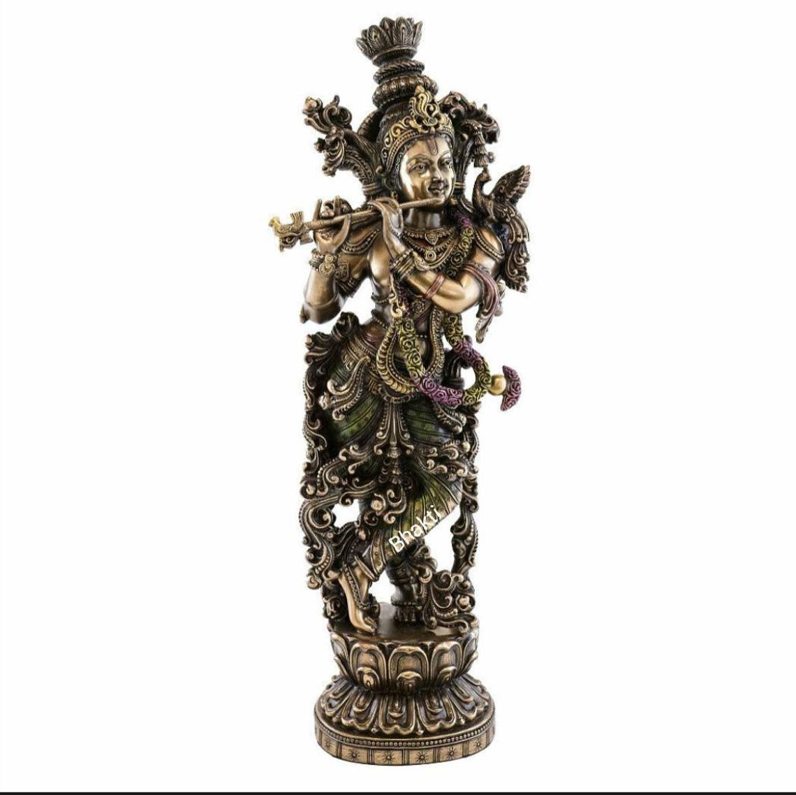 Krishna Statue, Lord Krishna Statue, 14.5" Krishna Murti,Gopal Statue,Krishna with Basuri,Hare Krishna,God of Love,Hindu Deity,Hindu gifts Statue