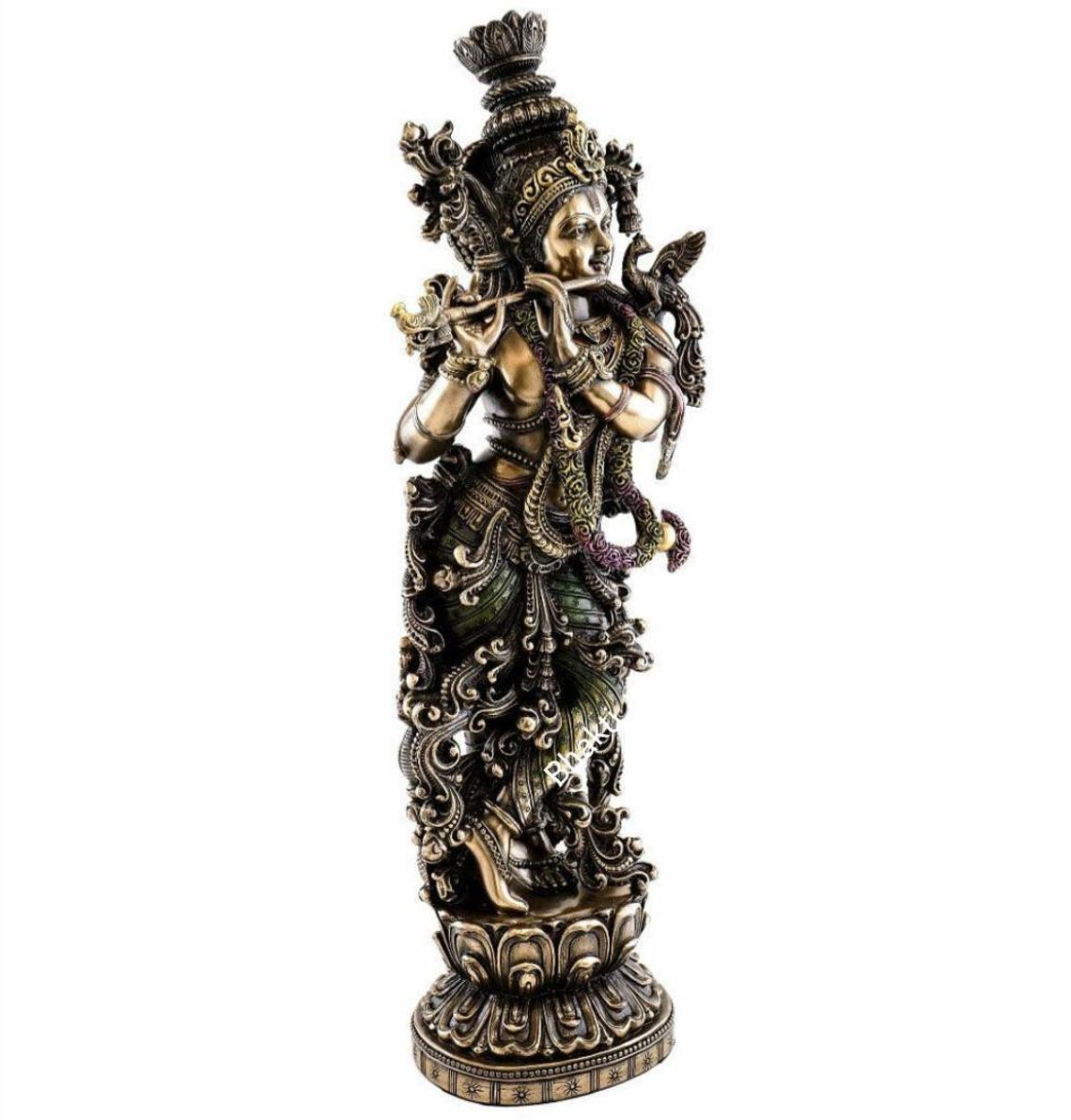 Krishna Statue, Lord Krishna Statue, 14.5" Krishna Murti,Gopal Statue,Krishna with Basuri,Hare Krishna,God of Love,Hindu Deity,Hindu gifts Statue