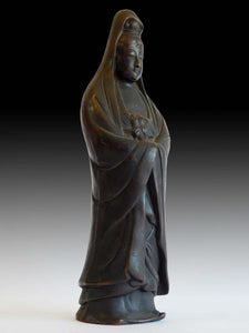 97 Vintage Japanese Goddess Kannon Bosatsu Bizen Yaki Okimono Ceramic Statue 備前焼観音