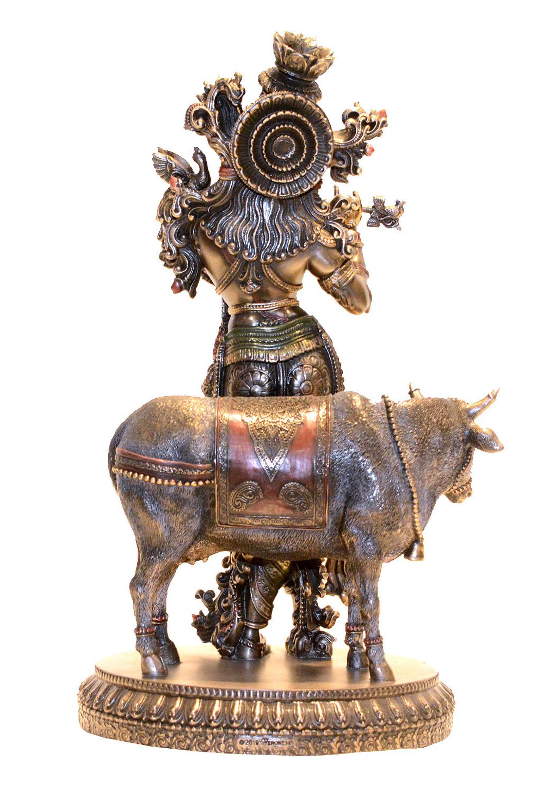 Krishna and the cow statue,10.5inches, krishna sculpture, krishna idol, lord krishna, krishna murti, Hare Krishna Statue, Krishna bansuri