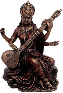 Saraswati statue,6 inches sarswati,God of wisdom, handmade, figurines,family gift,Indian art, decorative item,religious gift, god of music