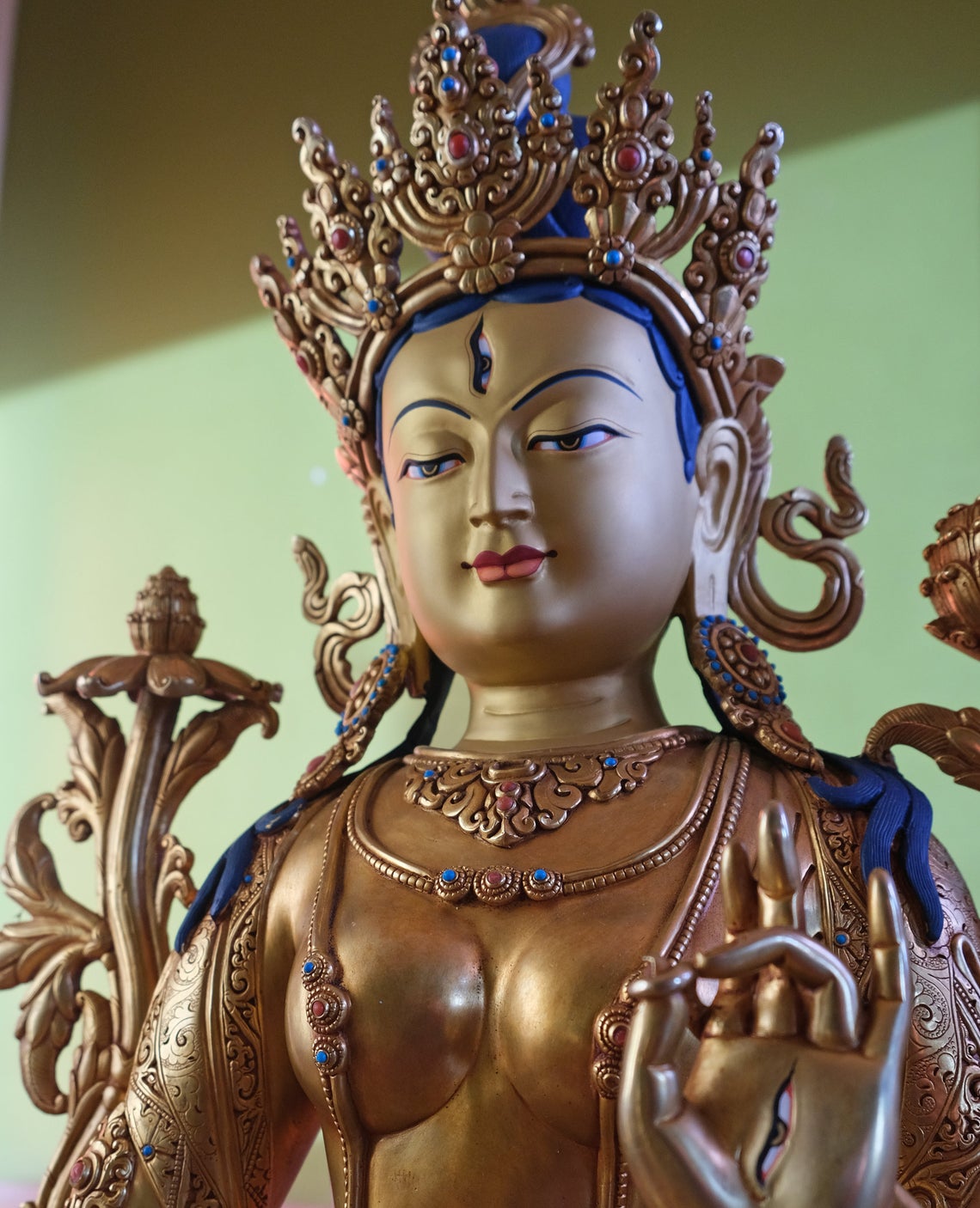 White Tara Statue Buddha Gold Figure Nepal "70 cm" fine quality Nepal Buddha