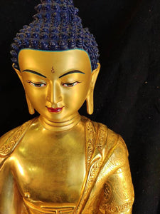 Large Hand Made Master piece Tibetan Masterpiece Shakyamuni Buddha Statue 18 inch full Gold plated Meditaion Dharma Karma Buddhism Karmapa 1