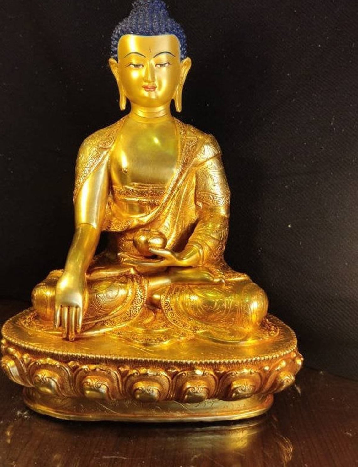 HandMade Masterpiece Tibetan Master piece Shakyamuni Buddha Statue 12 inch full 24k Gold plated Meditaion Dharma Karma Buddhism Karmapa