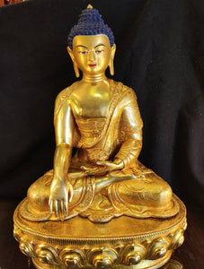 Large Hand Made Master piece Tibetan Masterpiece Shakyamuni Buddha Statue 18 inch full Gold plated Meditaion Dharma Karma Buddhism Karmapa 1