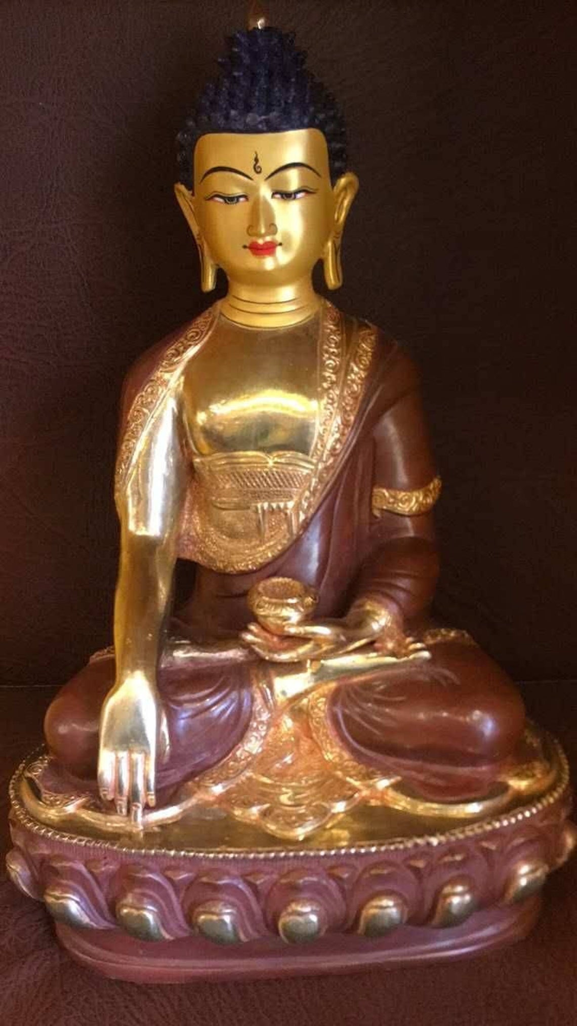 Genuin HandMade Tibetan Master piece Shakyamuni Buddha Statue 12 inch Gold Bronze plated Meditaion Dharma Karma Kagyu Buddhism Karmapa