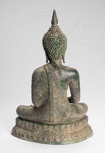 Buddha Statue - Antique Thai Style Seated Sukhothai Meditation Buddha Statue - 50cm/20"