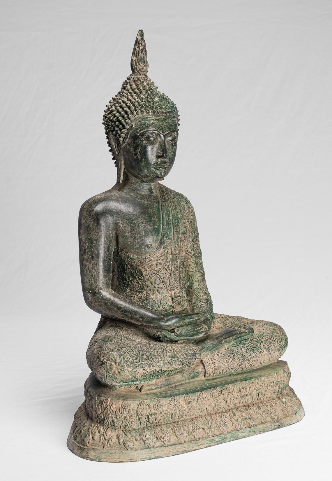 Buddha Statue - Antique Thai Style Seated Sukhothai Meditation Buddha Statue - 50cm/20"