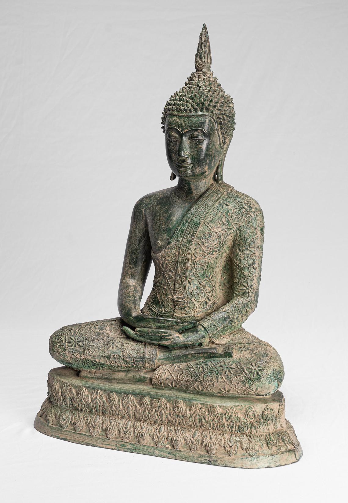 Buddha Statue - Antique Thai Style Seated Sukhothai Meditation Buddha Statue - 50cm/20"