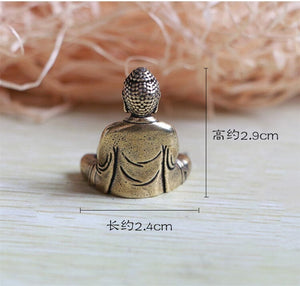 [Mini] Figurine Crafts Exquisite Buddha Sakyamuni Statue Brass Valuable Sculpture Meditating Antique Style Home Decor