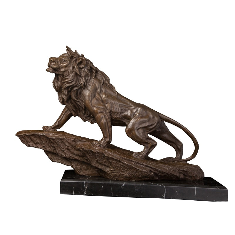 antique metal casting lion small ornaments statue indoor standing animal lion sculpture for exterior