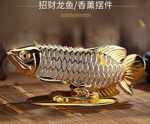 HOME OFFICE company SHOP CAR TOP Good Efficacious Talisman Money Drawing Diamonds Arowana Golden Fish FENG SHUI brass statue