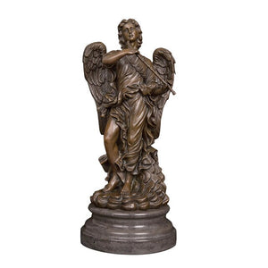 ArtsHom DS-068 Greek Mythology Athena Angel Sculpture Bronze Mythical Bronze Statues Figurines Antique Home Indoor Decoration