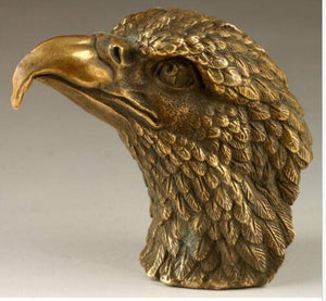 Lifelike Asian Chinese Old Bronze Hand Carved Eagle Heads Statue