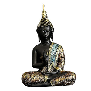 Decorative Resin Figure Seated Buddha Statue Sculpture with on Hand Up