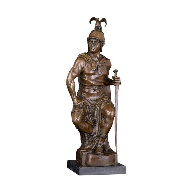 DS-426 Large Bronze Medieval Imperial Warrior knight Statue Antique Soldier Sculpture and Figurine for Decoration Business Gift