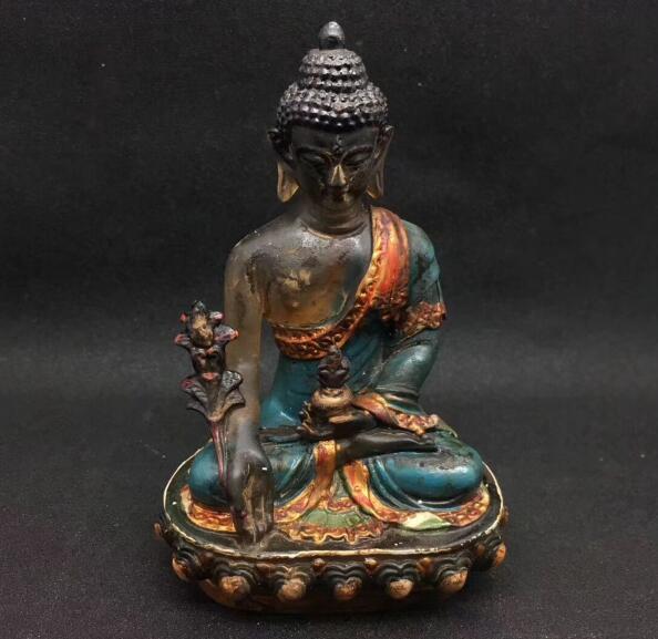 Chinese Colored Glaze Medicine Buddha Statue