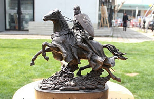 bronze Decoration Pure Brass Good value Lucky 10 Western Bronze Copper Marble Decoration Warrior Knight Horse Sculpture Statue