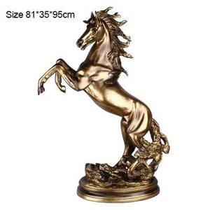 Antique Copper Eco-friendly Resin Figurines Living Room Decoration Ornament Lucky Mascot Home Decoration Horse Statue Artware