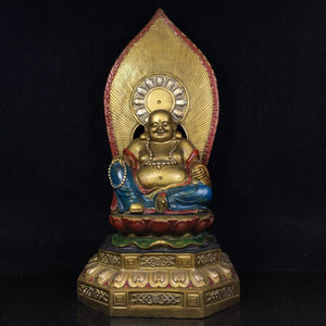 Home Decor 13" Collection Old Bronze Painted Maitreya Buddhist bodhisattva Future buddha Amitabha statue