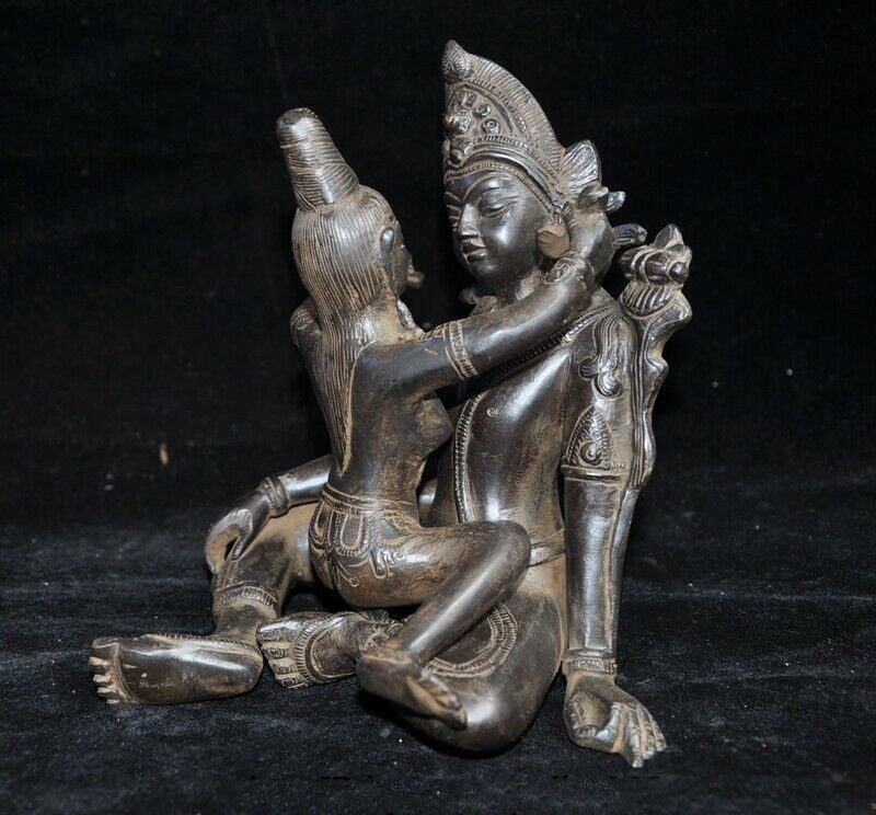 wedding decoration 8" Old Tibetan Tantra Temple Bronze Hevajra Yab-Yum Mandkesvara Buddha Statue