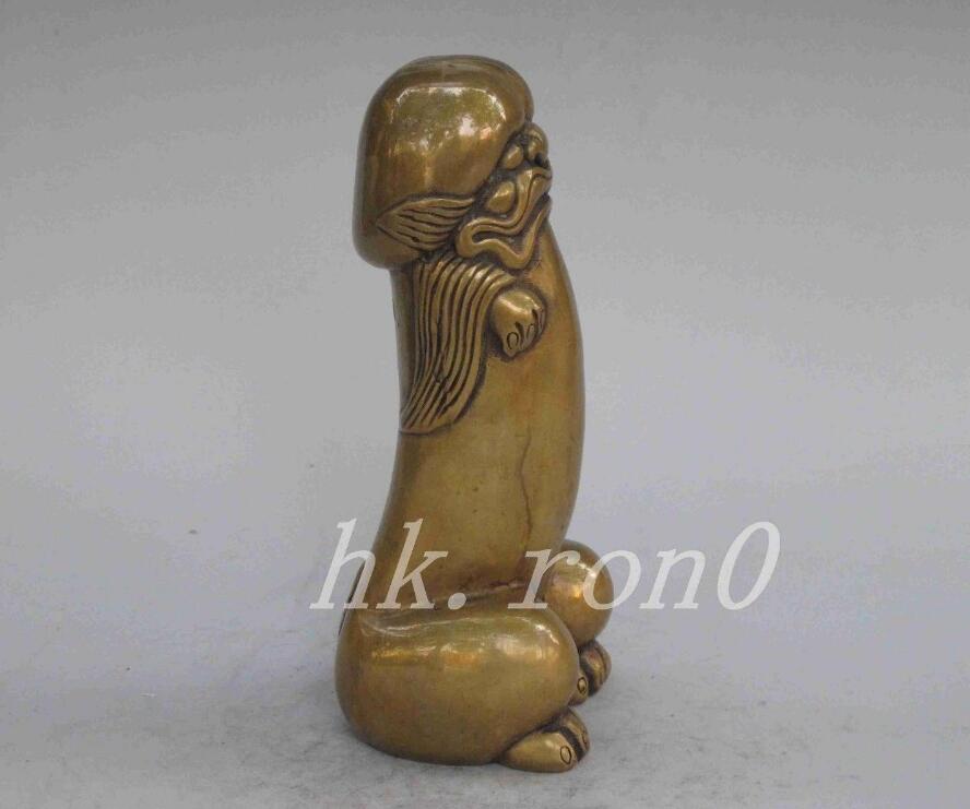 Elaborate Interesting Old Lovely Penis Brass Casting Statue