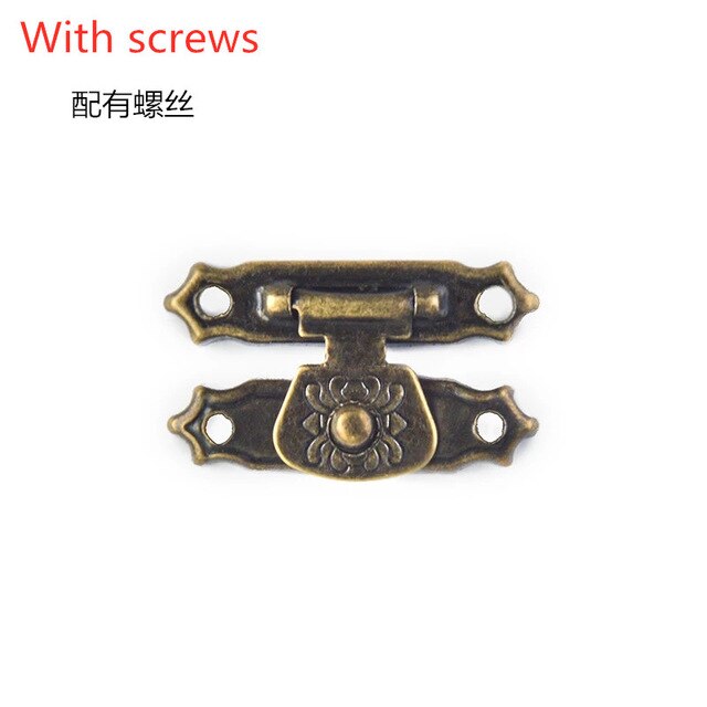 10PC Antique Bronze Wooden Box Lock Jewelry Gift Decorative Cabinet Checkerboard Case Hasp Classical Obscura Buckle Accessories