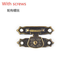 10PC Antique Bronze Wooden Box Lock Jewelry Gift Decorative Cabinet Checkerboard Case Hasp Classical Obscura Buckle Accessories