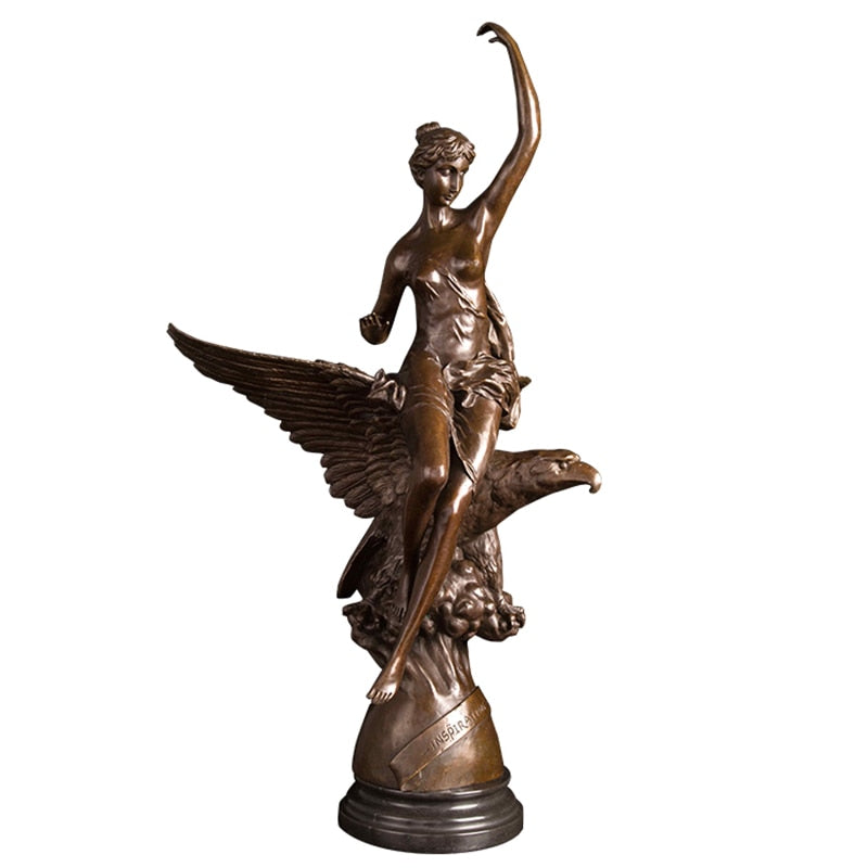 208 Youth Goddess Hebe and The Eagle of Jupiter Bronze Statue Greek Myth Sculpture Home Villa Luxurious Decoration Large Antique