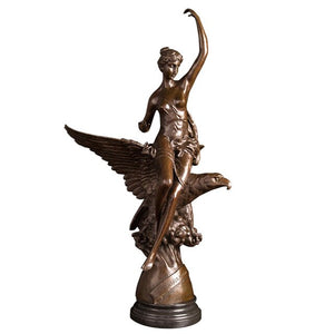 208 Youth Goddess Hebe and The Eagle of Jupiter Bronze Statue Greek Myth Sculpture Home Villa Luxurious Decoration Large Antique