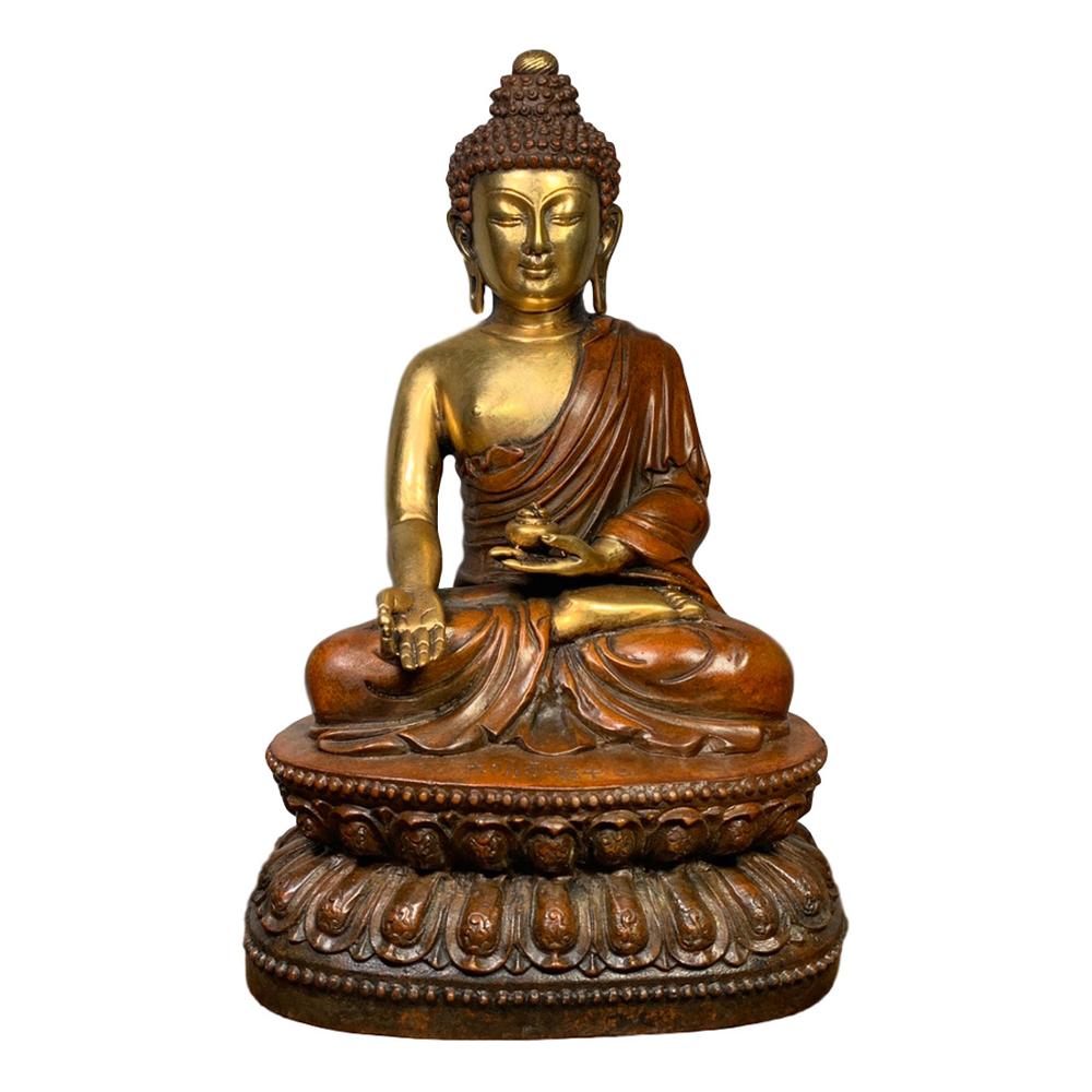 Pure Copper Gilt Real Gold Sakyamuni Buddha Statue Imitation antique bronze masterpiece collection of solitary