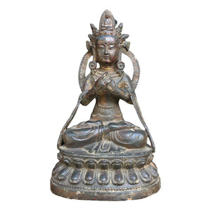 Pure Copper Buddha Statue Bodhisattva Height 23Cm Imitation antique bronze masterpiece collection of solitary Chinese