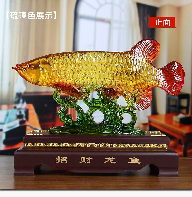 Good luck FENG SHUI ART statue HOME OFFICE company SHOP TOP Good Efficacious Talisman Money Drawing LUCKY Arowana Golden Fish