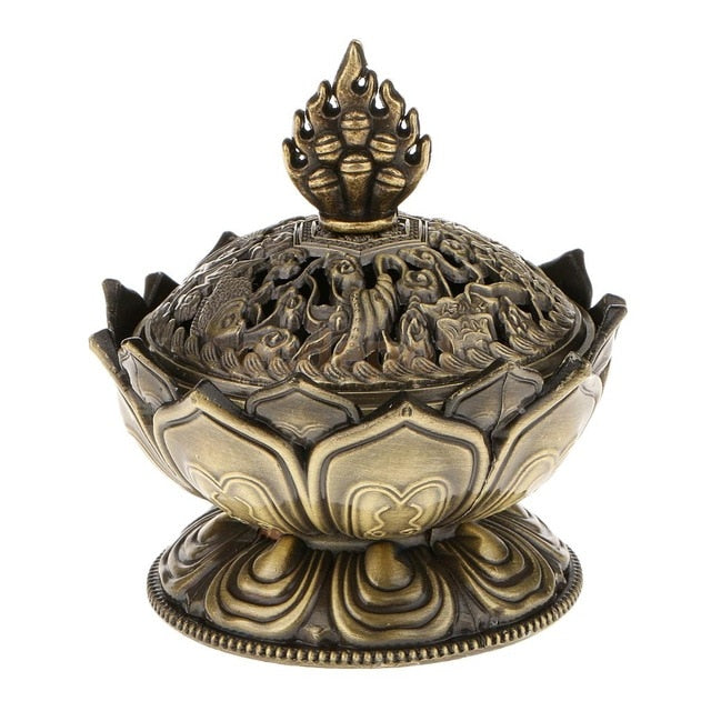 Lotus Incense Smoke Cone Aroma Burner Holder Stove Backflow Censer