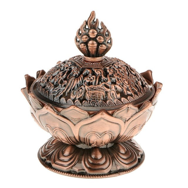 Lotus Incense Smoke Cone Aroma Burner Holder Stove Backflow Censer