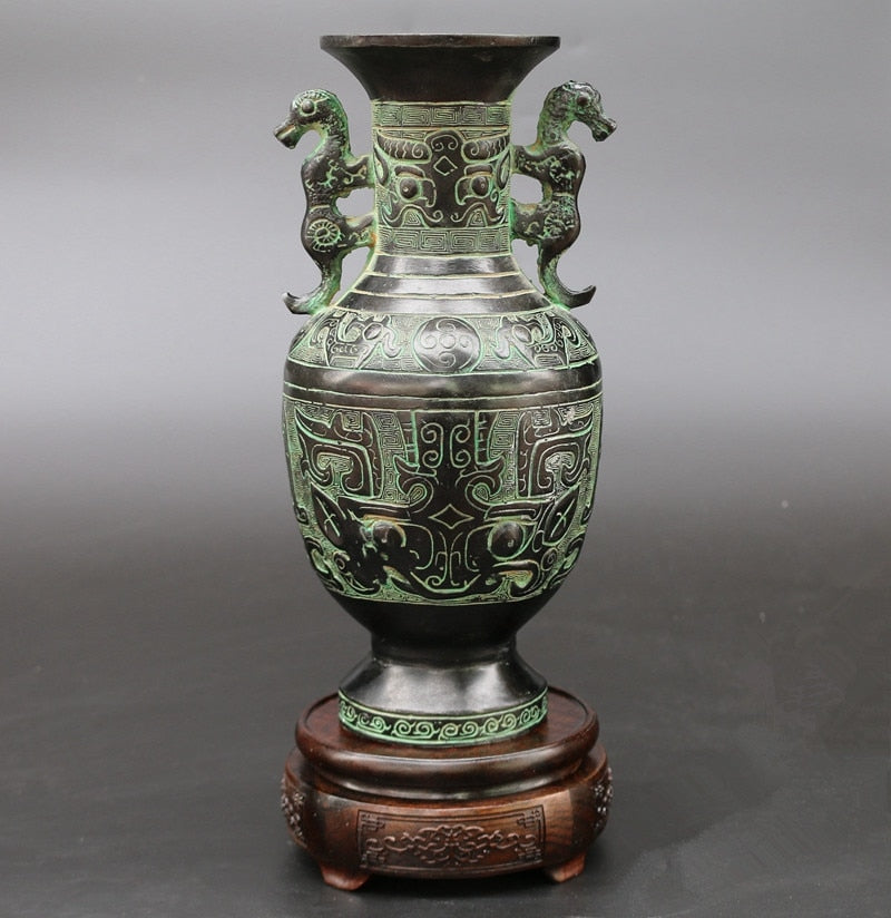 Two tigers pot of bronze furnishing articles antique vase contemporary household adornment handicraft