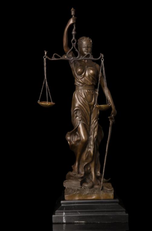 Handmade justice Small Lady Scales Justice Lawyer Themis Statue Bronze Sculptre Souvenirs lawyer copper Decoration real Brass