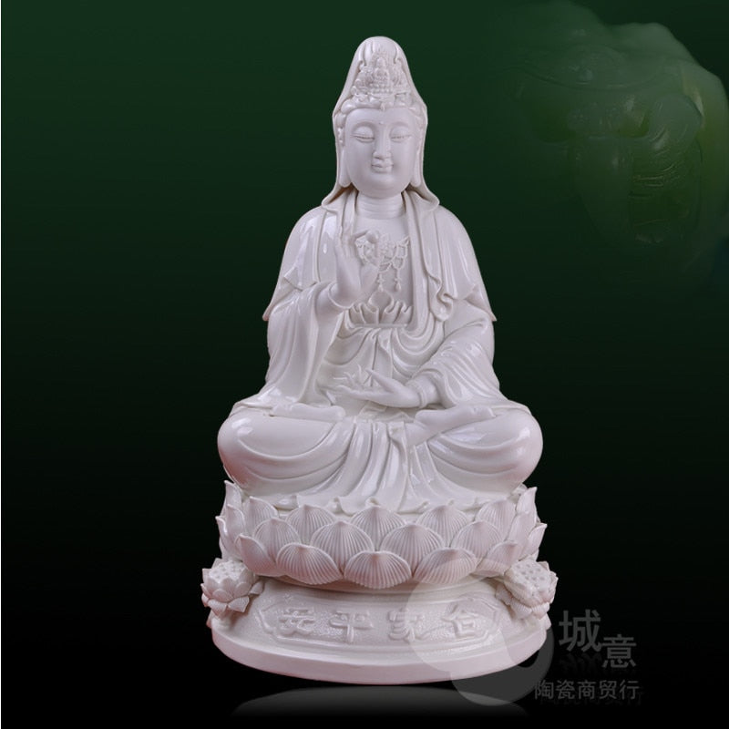 Dehua Guanyin, Guan Yin statue, sitting 18-inch family peace goddess Dehua ceramic crafts